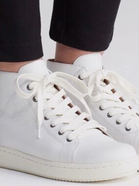 Eileen Fisher Game 2 Washed Leather High Top Sneakers White Size 7.5